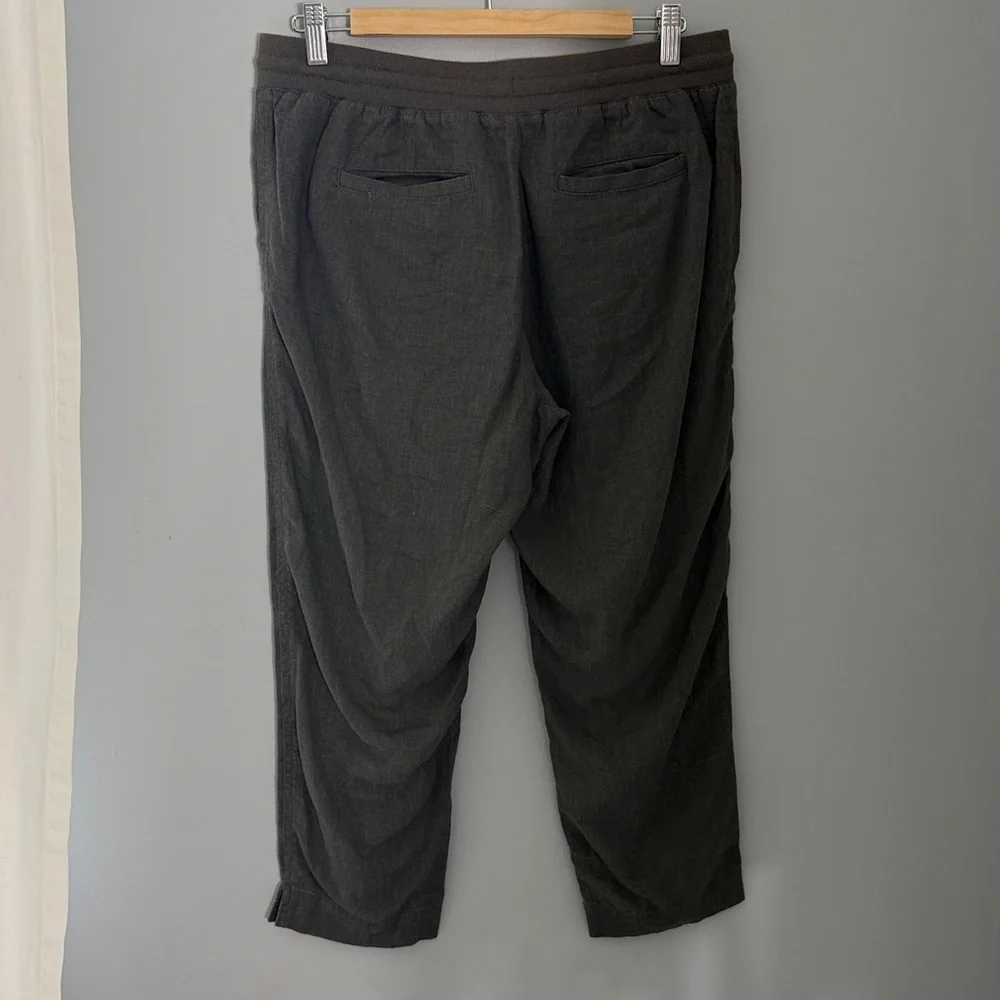 Susina Olive Drawstring Linen Blend Cropped Casual Chinos Small